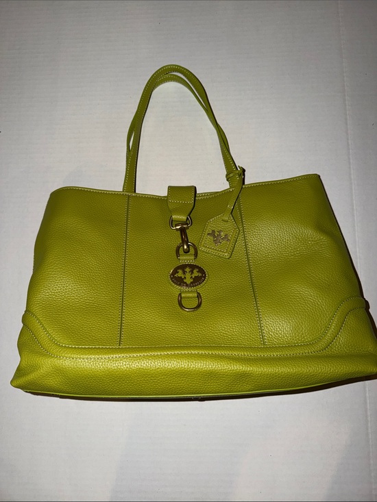 Prix De Dressage Handbags - Prix de Dressage Chartreuse Leather Tote with Gold Accent Hardware